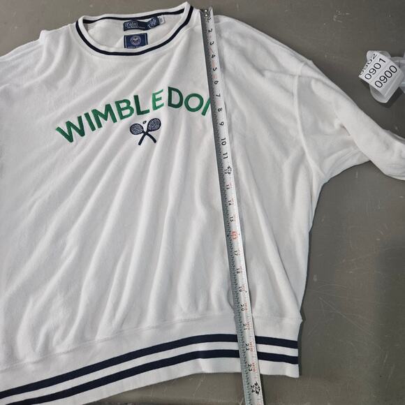 Genuine Polo Ralph Lauren Wimbledon Terry Sweatshirt White Size Medium - Picture 6 of 8